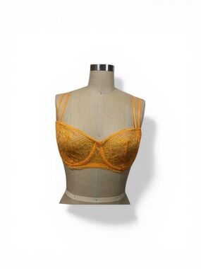 NWT Adore Me Lace Underwire Bra in Vibrant Orange 34DD iridescent pink on cup